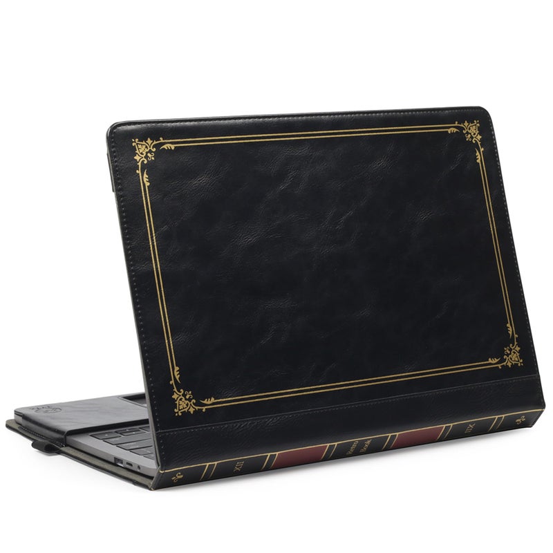 TT TYTX TYTX Compatible with MacBook Air Case 13 Inch, PU Leather MacBook Case fits for Model A2337 A2179 A1932 2018 2019 2020 2021, Laptop Cover with Pen Holder, Black - Image 1